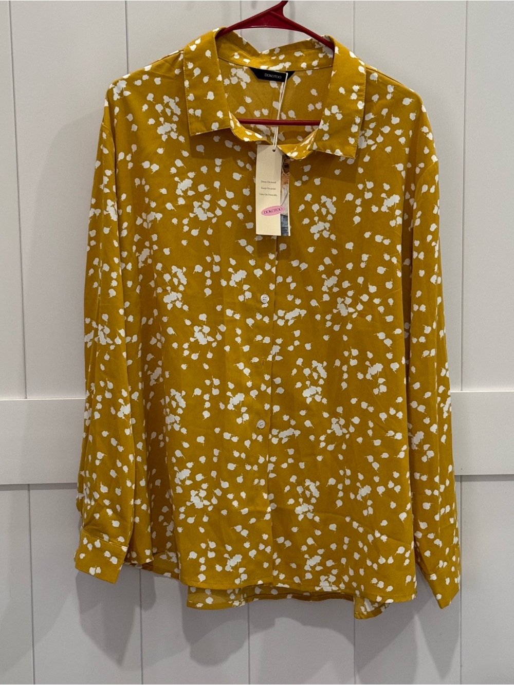 Dokotoo Mustard Floral Blouse XL NWT Boho Cottagecore Fall Long Sleeve Top